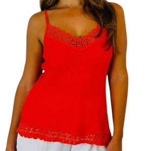 NEW MADE IN ITALY grace linen lace tank in orange